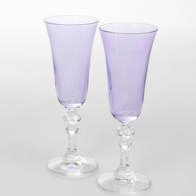 Estelle Colored Regal Flute With Clear Stem - Set of 2 {Lavender}