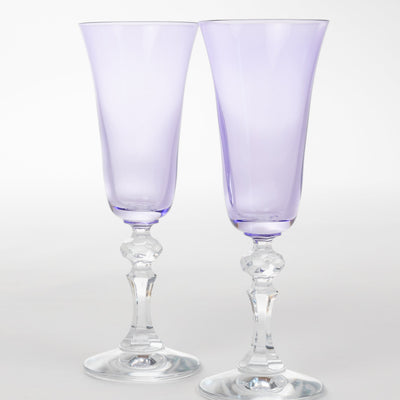 Estelle Colored Regal Flute With Clear Stem - Set of 2 {Lavender}