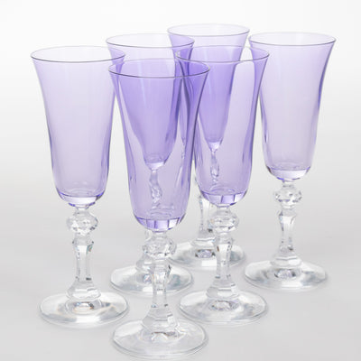 Estelle Colored Regal Flute With Clear Stem - Set of 6 {Lavender}