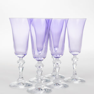 Estelle Colored Regal Flute With Clear Stem - Set of 6 {Lavender}