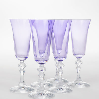 Estelle Colored Regal Flute With Clear Stem - Set of 6 {Lavender}