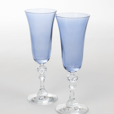Estelle Colored Regal Flute With Clear Stem - Set of 2 {Cobalt Blue}