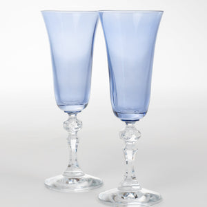 Estelle Colored Regal Flute With Clear Stem - Set of 2 {Cobalt Blue}