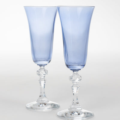 Estelle Colored Regal Flute With Clear Stem - Set of 2 {Cobalt Blue}