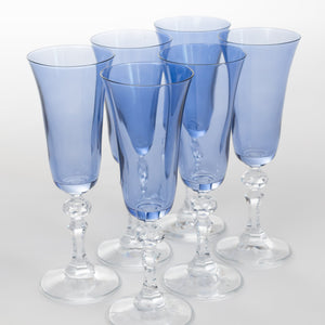 Estelle Colored Regal Flute With Clear Stem - Set of 6 {Cobalt Blue}