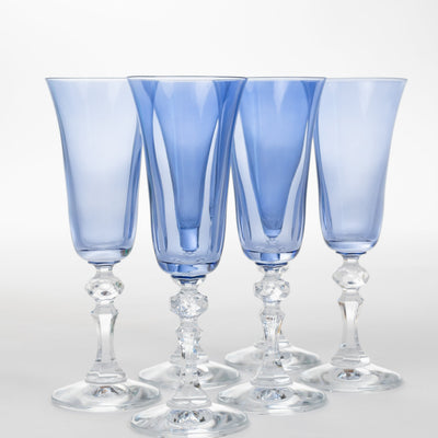 Estelle Colored Regal Flute With Clear Stem - Set of 6 {Cobalt Blue}