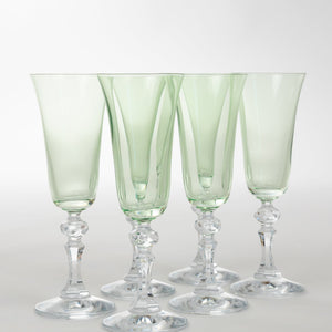 Estelle Colored Regal Flute With Clear Stem - Set of 6 {Mint Green}