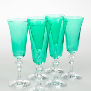 Estelle Colored Regal Flute With Clear Stem - Set of 6 {Kelly Green}