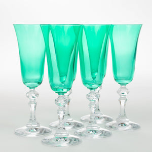 Estelle Colored Regal Flute With Clear Stem - Set of 6 {Kelly Green}
