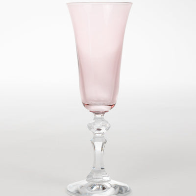 Estelle Colored Regal Flute With Clear Stem - Set of 2 {Rose}