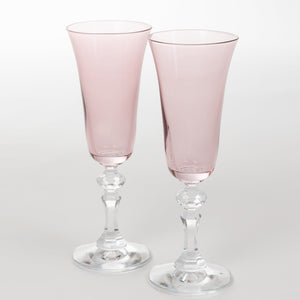 Estelle Colored Regal Flute With Clear Stem - Set of 2 {Rose}