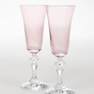 Estelle Colored Regal Flute With Clear Stem - Set of 2 {Rose}