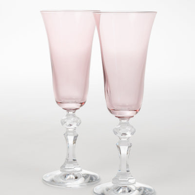 Estelle Colored Regal Flute With Clear Stem - Set of 2 {Rose}