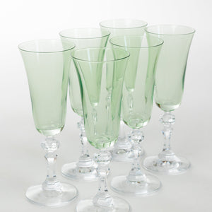 Estelle Colored Regal Flute With Clear Stem - Set of 6 {Mint Green}