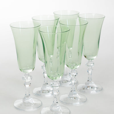Estelle Colored Regal Flute With Clear Stem - Set of 6 {Mint Green}