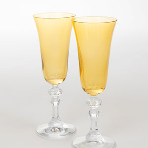 Estelle Colored Regal Flute With Clear Stem - Set of 2 {Yellow}