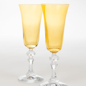 Estelle Colored Regal Flute With Clear Stem - Set of 2 {Yellow}