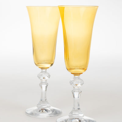 Estelle Colored Regal Flute With Clear Stem - Set of 2 {Yellow}
