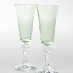 Estelle Colored Regal Flute With Clear Stem - Set of 2 {Mint Green}