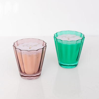 Estelle Colored Sunday Low Ball Candles  - Set of 2 {Rose + Kelly Green}