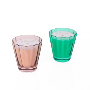Estelle Colored Sunday Low Ball Candles  - Set of 2 {Rose + Kelly Green}