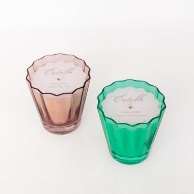 Estelle Colored Sunday Low Ball Candles  - Set of 2 {Rose + Kelly Green}