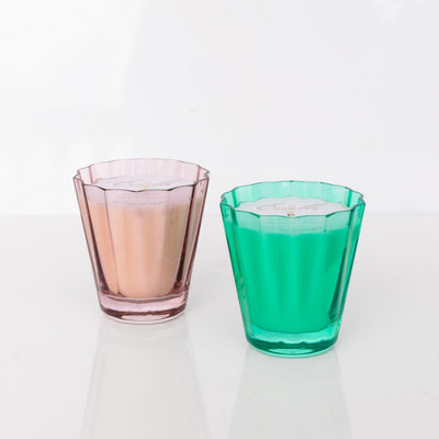 Estelle Colored Sunday Low Ball Candles  - Set of 2 {Rose + Kelly Green}