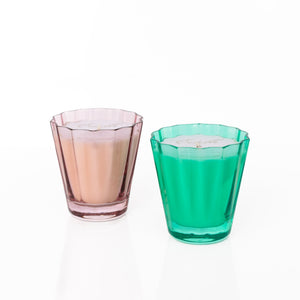 Estelle Colored Sunday Low Ball Candles  - Set of 2 {Rose + Kelly Green}