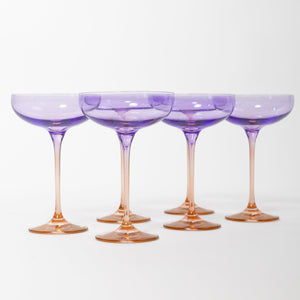 Estelle Colored Champagne Coupe - Set of 6 {Colorblock: Lavender + Blush Pink}