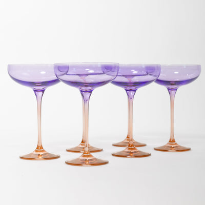 Estelle Colored Champagne Coupe - Set of 6 {Colorblock: Lavender + Blush Pink}