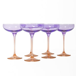 Estelle Colored Champagne Coupe - Set of 6 {Colorblock: Lavender + Blush Pink}