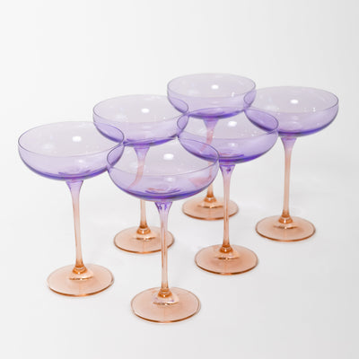 Estelle Colored Champagne Coupe - Set of 6 {Colorblock: Lavender + Blush Pink}