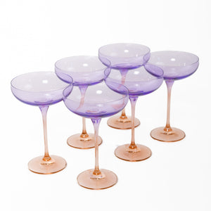 Estelle Colored Champagne Coupe - Set of 6 {Colorblock: Lavender + Blush Pink}