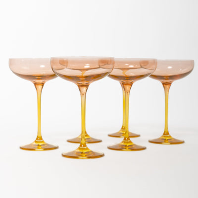 Estelle Colored Champagne Coupe - Set of 6 {Colorblock: Blush Pink + Yellow}