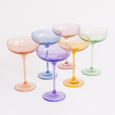 Estelle Colored Champagne Coupe Stemware - Set of 6 {Pastel Mixed Set}