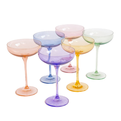 Estelle Colored Champagne Coupe Stemware - Set of 6 {Pastel Mixed Set}