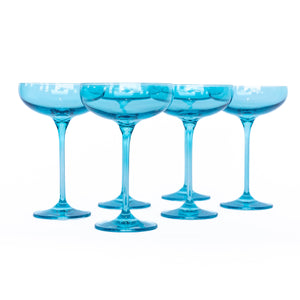 Estelle Colored Champagne Coupe Stemware - Set of 6 {Ocean Blue}