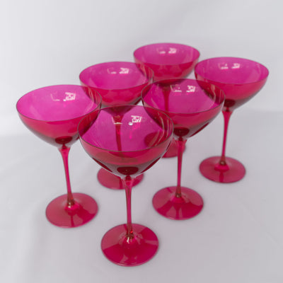 Estelle Colored Martini Glass - Set of 6 {Viva Magenta (Our Fuchsia)}