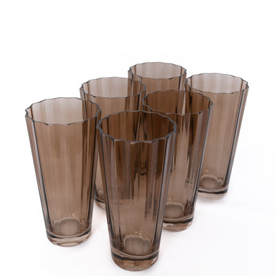 Estelle Colored Sunday High Balls - Set of 6 {Mocha Mousse (Our Amber Smoke)}