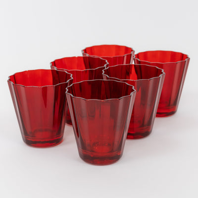 Estelle Colored Sunday Low Balls - Set of 6 {Red}