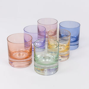 Estelle Colored Rocks Glass - Set of 6 {Pastel Mixed Set}