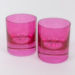 Estelle Colored Rocks Glass - Set of 2 {Fuchsia}
