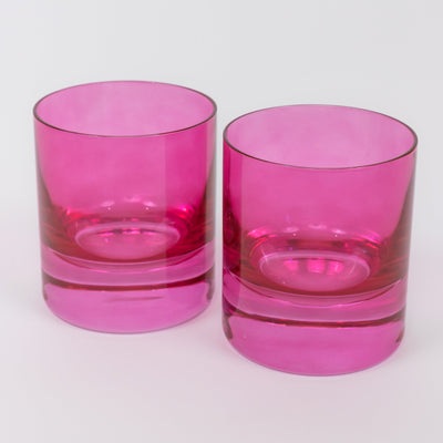 Estelle Colored Rocks Glass - Set of 2 {Fuchsia}