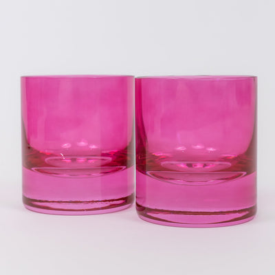 Estelle Colored Rocks Glass - Set of 2 {Fuchsia}
