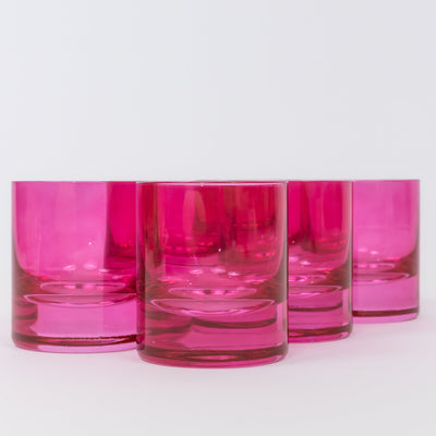 Estelle Colored Rocks Glass - Set of 6 {Fuchsia}