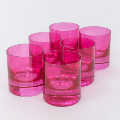 Estelle Colored Rocks Glass - Set of 6 {Fuchsia}
