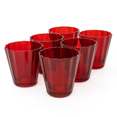 Estelle Colored Sunday Low Balls - Set of 6 {Red}