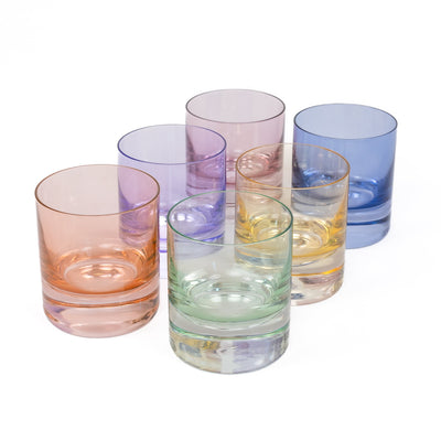 Estelle Colored Rocks Glass - Set of 6 {Pastel Mixed Set}