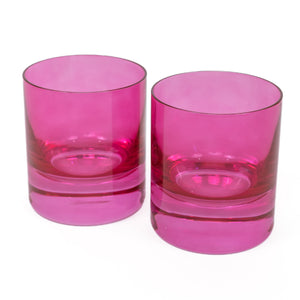 Estelle Colored Rocks Glass - Set of 2 {Fuchsia}