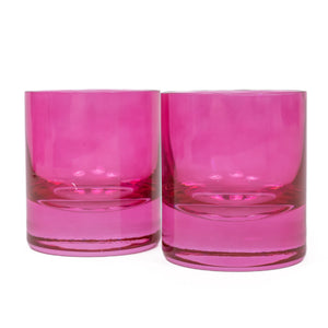 Estelle Colored Rocks Glass - Set of 2 {Fuchsia}
